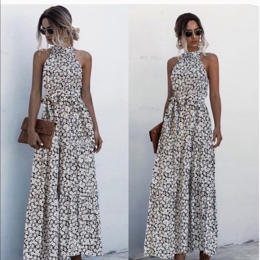 Boho floral halter maxi dress - Picture 5 of 10